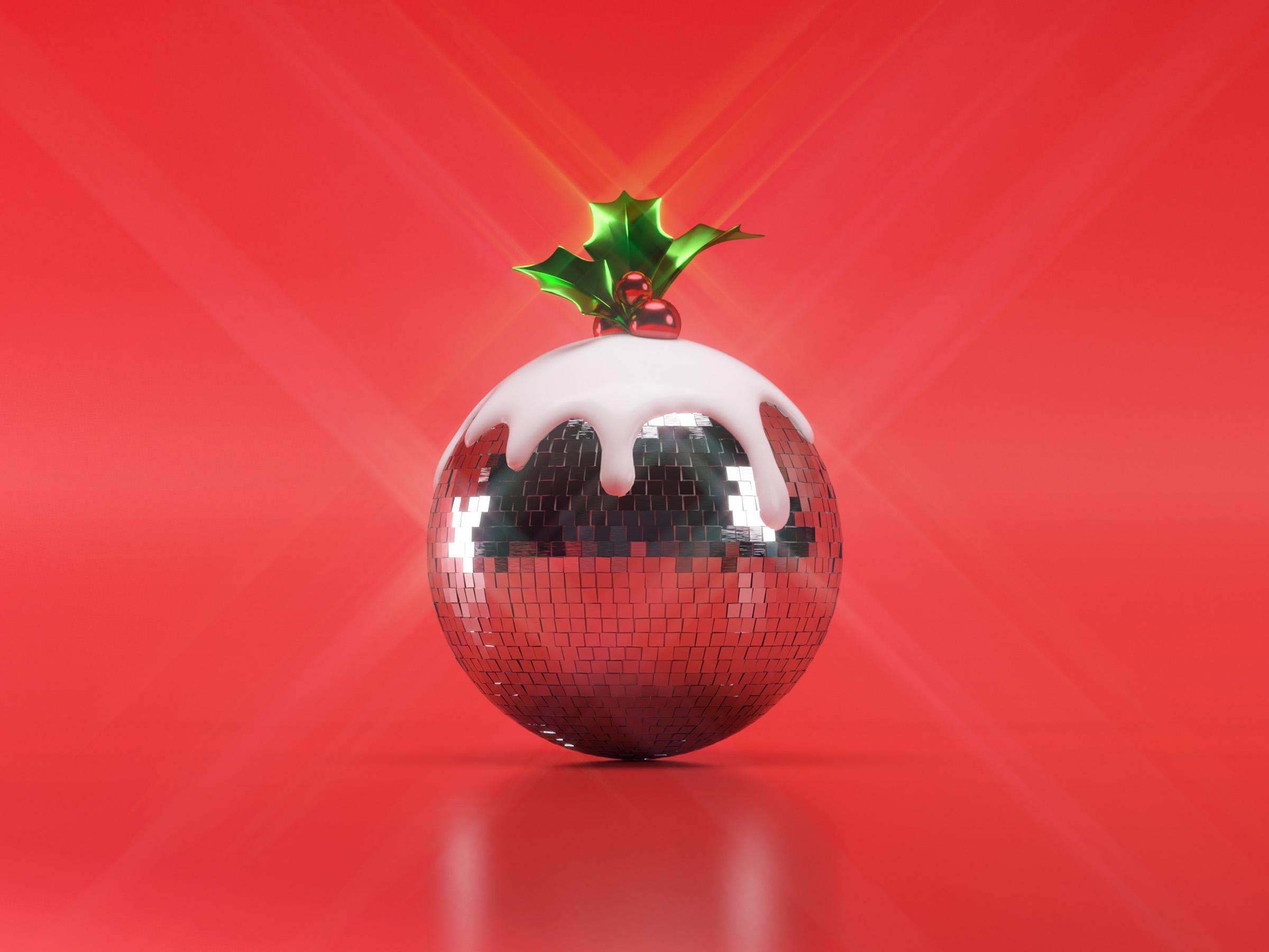 Christmas glitter ball in the styled of christmas pudding